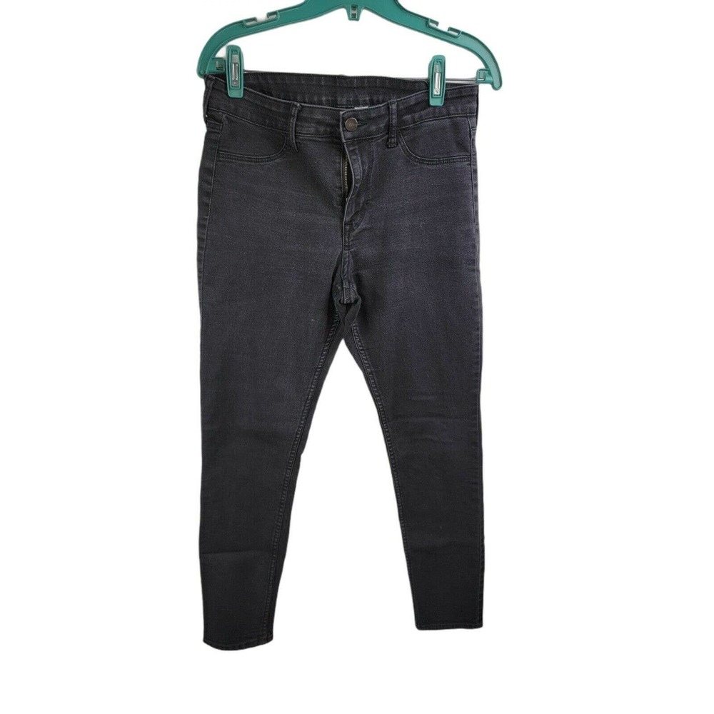 & Denim Skinny Jeans Mid-Rise Cropped Ankle Black Size 29‎